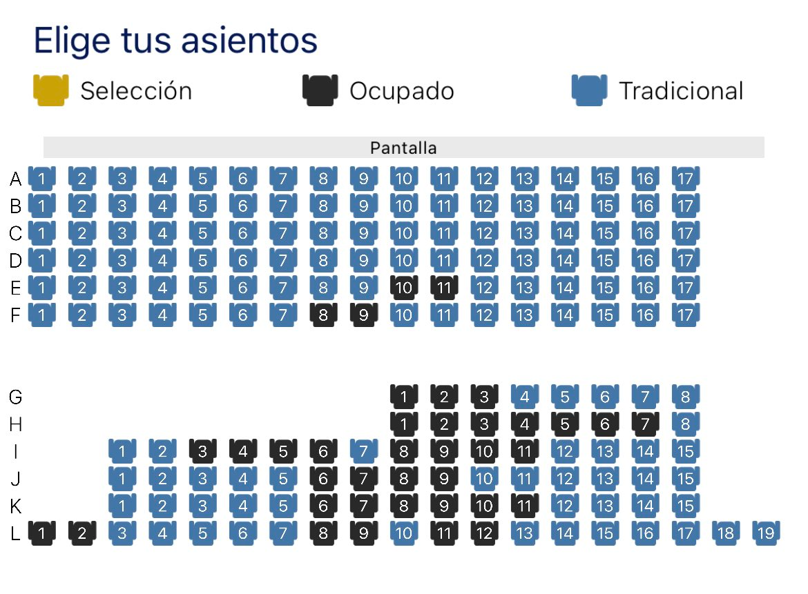 Asientos disponibles